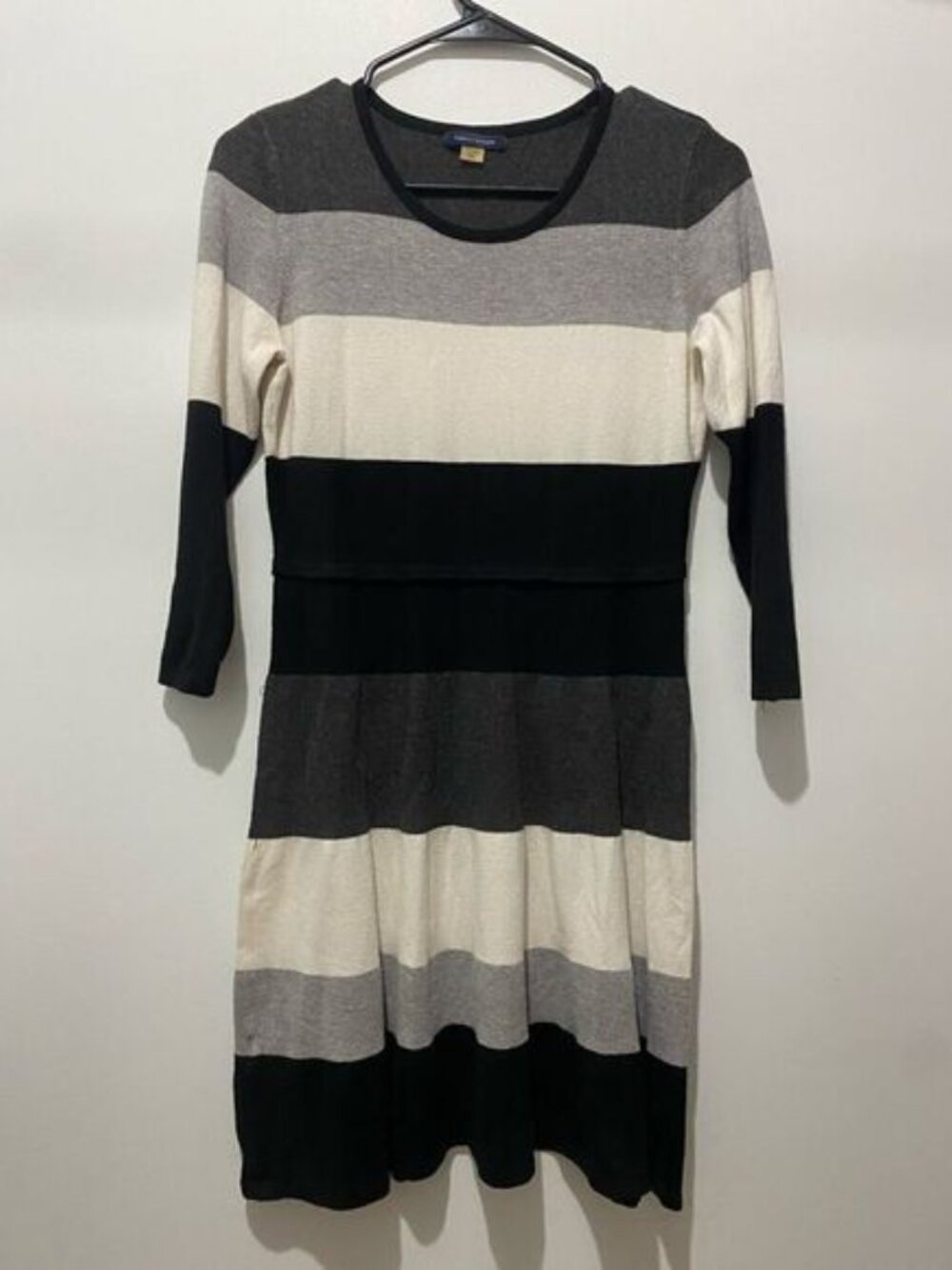 Tommy Hilfiger Black and White Fit and Flare Long Sleeve Dress - Picture 2 of 6
